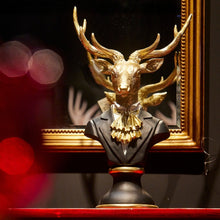 Lade das Bild in den Galerie-Viewer, XL Hirsch Büste Schwarz Gold 53 cm Dekohirsch Dekobüste modern