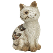 Lade das Bild in den Galerie-Viewer, Dekofigur Katze Polyresin 21 cm modern Dekokatze Figur Grau Beige