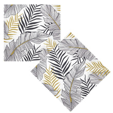 Lade das Bild in den Galerie-Viewer, 40er Set Cocktailservietten Blätter Schwarz Gold Weiß