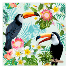 Lade das Bild in den Galerie-Viewer, 40er Set Servietten Tukan bun 25 cm Papier Cocktailservietten Servietten Papierservietten Einwegservietten