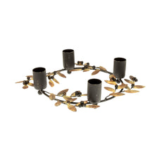 Lade das Bild in den Galerie-Viewer, Adventskranz Metall Gold Schwarz 24 cm