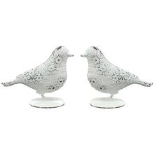 Lade das Bild in den Galerie-Viewer, 2er Set Deko Vögel Metall Weiß Dekofigur