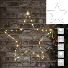 Lade das Bild in den Galerie-Viewer, LED Stern 40 cm Metall schwarz Weihnachtsdeko Dekostern modern Timer