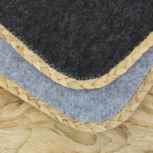 Lade das Bild in den Galerie-Viewer, 4er Set Tischset mit Bastumrandung Filz Grau Filztischset Tischmatten Set Tellerunterlage modern