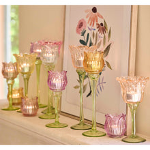 Lade das Bild in den Galerie-Viewer, 4er Set Windlicht Glas Tulpe Dekowindlicht Glaswindlicht Teelichthalter