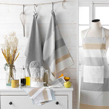 Lade das Bild in den Galerie-Viewer, Backhandschuh und Topflappen Set Dschungel Grün Weiß Kochhandschuh Backofenhandschuh modern