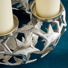 Lade das Bild in den Galerie-Viewer, Adventskranz Sterne Silber Metall 31 cm oder 38 cm