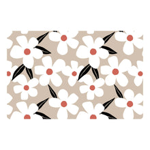 Lade das Bild in den Galerie-Viewer, 4er Set Platzset eckig Beige Weiß Blumen