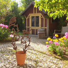 Lade das Bild in den Galerie-Viewer, 2er Set Blumenstecker Vogel Rost Landhaus Gartenstecker Beetstecker rostig Metall