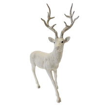 Lade das Bild in den Galerie-Viewer, Hirsch stehend Weiß Silber Glitzer 33 cm modern Dekohirsch Poly Dekofigur