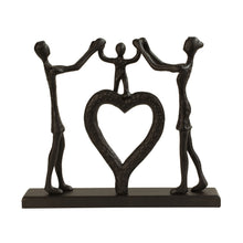 Lade das Bild in den Galerie-Viewer, Deko Skulptur Familie Holz Metall Schwarz 38 cm modern Dekofigur Tischdeko Dekoskulptur