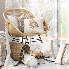 Lade das Bild in den Galerie-Viewer, Dekokissen 30x50 cm mit Inlet beige gold-glänzend Sofakissen Zierkissen mit Fransen