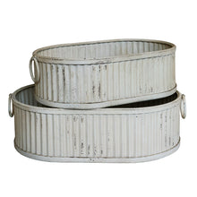 Lade das Bild in den Galerie-Viewer, 2er Set Pflanzentabletts Altweiß oval
