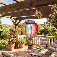 Lade das Bild in den Galerie-Viewer, Solar Heißluftballob 62 cm bunt 24 LED Dekolampe Garten Outdoor Leuchte Ballon