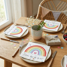 Lade das Bild in den Galerie-Viewer, 40 Stk. Papierservietten Schön das du da bist Regenbogen bunt Papier 3 lagig Servietten Kinder Geburtstag