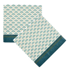 Lade das Bild in den Galerie-Viewer, 40er Set Cocktailservietten Muster Grün Gold Weiß