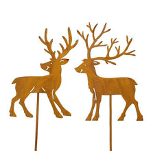 Lade das Bild in den Galerie-Viewer, 2er Set Dekostecker Hirsch rostig 55 cm