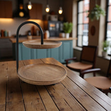 Lade das Bild in den Galerie-Viewer, Etagere Mangoholz Metall Braun 25 cm Dekoetagere Holz