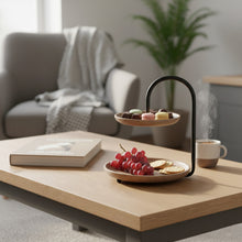 Lade das Bild in den Galerie-Viewer, Etagere Mangoholz Metall Braun 25 cm Dekoetagere Holz