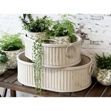 Lade das Bild in den Galerie-Viewer, 2er Set Pflanzentabletts Altweiß oval