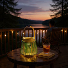 Lade das Bild in den Galerie-Viewer, Dekolaterne Grün 19 cm oder 23 cm Laterne Papier Jute Leder Holz Modern Tischdeko Dekolicht