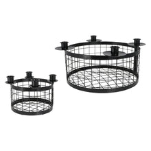 Lade das Bild in den Galerie-Viewer, Adventskranz Metall Schwarz Korb 20 cm od. 35 cm Kerzenhalter