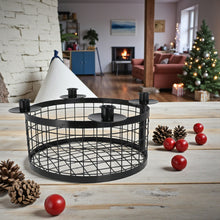 Lade das Bild in den Galerie-Viewer, Adventskranz Metall Schwarz Korb 20 cm od. 35 cm Kerzenhalter