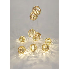 Lade das Bild in den Galerie-Viewer, LED Lichterkette Rattan Laterne Boho Gartenbeleuchtung Dekolicht Garten Beleuchtung Rattankugeln