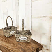 Lade das Bild in den Galerie-Viewer, 2er Seegraskörbe Flower Braun Dekokorb Korbset Landhaus Pflanzkorb