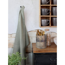 Lade das Bild in den Galerie-Viewer, 2er Set Geschirrtuch Leinen Lochkante Olive oder Grün
