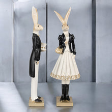 Lade das Bild in den Galerie-Viewer, Dekohase Schwarz Weiß Polyresin Dame od. Herr Osterhase Osterdeko Hase Deko Ostern