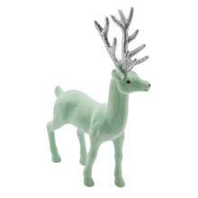 Lade das Bild in den Galerie-Viewer, Weinachtsdeko Rentier Hirsch grün Samt Silber 18 oder 23 cm