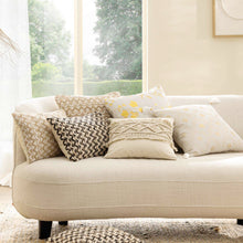 Lade das Bild in den Galerie-Viewer, Dekokissen 40x40 cm od. 30x50 cm mit Inlet Makramee Beige Baumwolle Sofakissen Zierkissen mit Reißverschluss