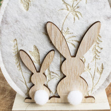 Lade das Bild in den Galerie-Viewer, 2er Set Holzhase mit Kunstfell Beige oder Rosa