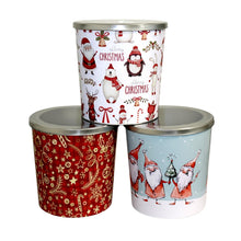 Lade das Bild in den Galerie-Viewer, XL Gebäckdose Rot Weiß oder Wichtel 23 cm Metall Weihnachtsdose Keksdose Plätzchenaufbewahrung
