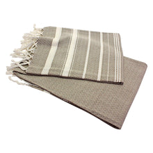 Lade das Bild in den Galerie-Viewer, Hamamtuch beige-weiss gestreift