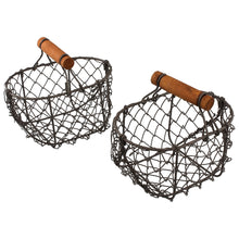 Lade das Bild in den Galerie-Viewer, 2er Set kleine Drahtkörbe mit Henkel