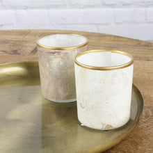 Lade das Bild in den Galerie-Viewer, 2er Set Teelichthalter Glas Braun Gold