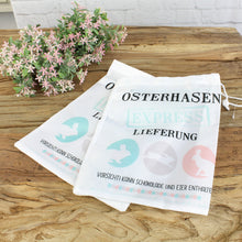 Lade das Bild in den Galerie-Viewer, Oster-Beutel, Osterhasenexpress mit Zugband, 2er SET