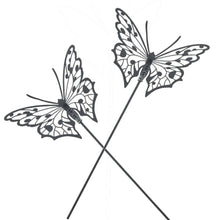 Lade das Bild in den Galerie-Viewer, 2er Set Schmetterlingsstab Metall Schwarz