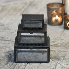 Lade das Bild in den Galerie-Viewer, Schmuck Boxen-Set, 3-Set, Matall anthrazit-Glas