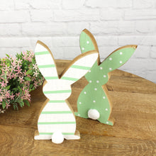 Lade das Bild in den Galerie-Viewer, 2er Set Deko Osterhase Weiß Grün