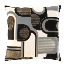 Lade das Bild in den Galerie-Viewer, Kissenhülle 40 x 40 cm beige grau schwarz gold retro