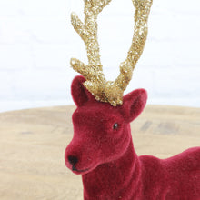 Lade das Bild in den Galerie-Viewer, Hirsch beflockt Bordeaux Gold