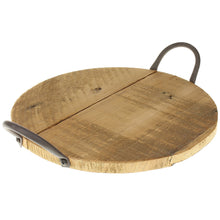 Lade das Bild in den Galerie-Viewer, Holztablett rund mit Metallgriff schwarz