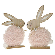 Lade das Bild in den Galerie-Viewer, 2er Set Holzhase mit Kunstfell Beige oder Rosa