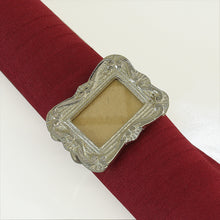 Lade das Bild in den Galerie-Viewer, 6er Set Serviettenringe Bilderrahmen Messing silber