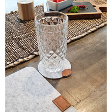 Lade das Bild in den Galerie-Viewer, Glas Untersetzer Filz mit Leder 4Stk. Grau