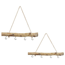 Lade das Bild in den Galerie-Viewer, 2er Set Deko Holz Stange zum Hängen mit Haken / 30 cm / Birkenholz, 2-Set