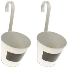 Lade das Bild in den Galerie-Viewer, 2er Set Hängeblumentopf Metall Weiß Shabby